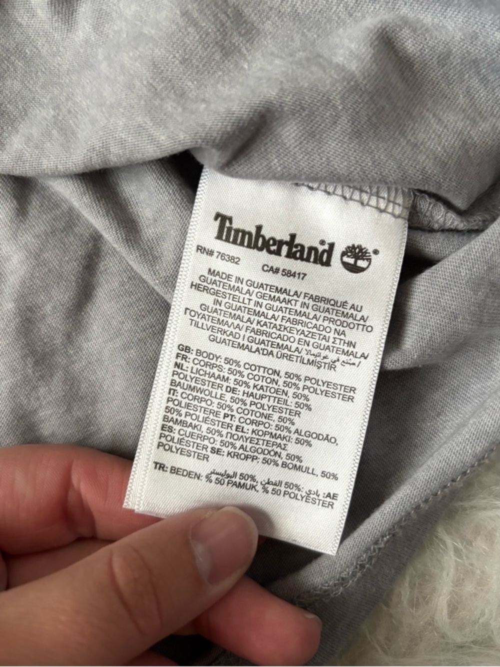 Timberland Men’s Casual Grey Short Sleeve Crew Tee with White Logo - Picture 3 of 3
